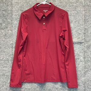 Swing Dish Shirt Women's Large Red Collared Clara Long Sleeve Crimson Golf Polo